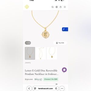 Kendra Scott Gold Initial Pendant Necklace